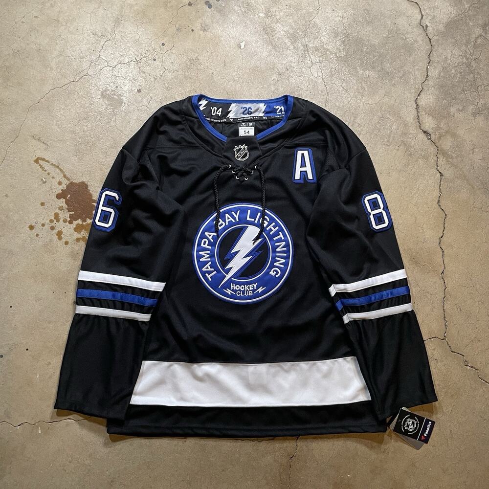 Nikita Kucherov Tampa Bay Lightning Black Alternate Hockey Jersey Size 50